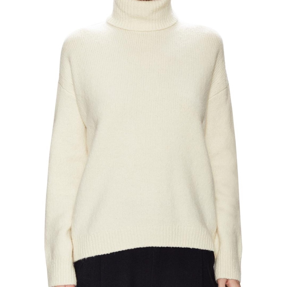 Vince Wool/ Silk / Cashmere Ribbed Turtleneck Sweater Oversized Side S $109